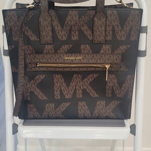 Michael Kors Black and Brown Signature Tote